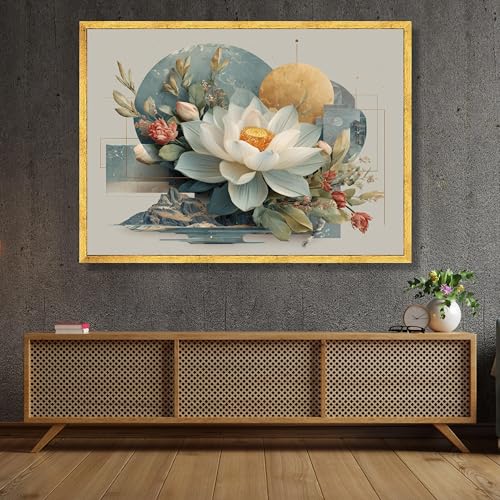 Peinture abstraite fleur de lotus, l'idée cadeau crémaillère idéale