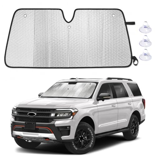 Image of EcoNour Foldable Sun Shade Fit for Ford Expedition 2018-2023 2024 2025 | Accordion Windshield Sun Shade, Front Car Window Shades Sun Visor, Blocks UV Rays & Heat, Car Accessories