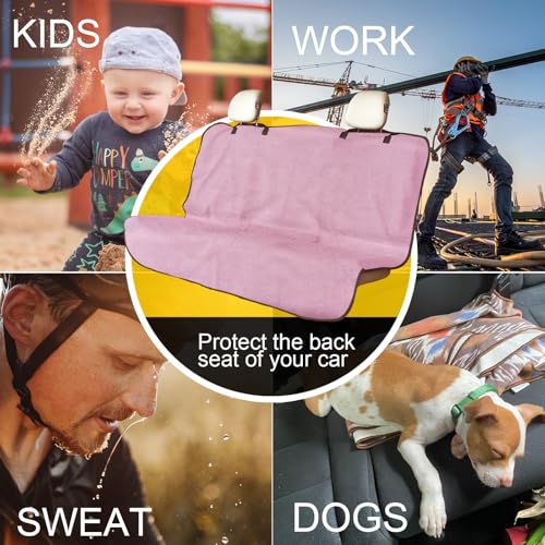 Image of Back Seat Cover for Car Trucks Van SUV Jeep,Waterproof Rear Bench Towel Seat Covers for Dogs and Kids,Automotive Backseat Protector (Pink)