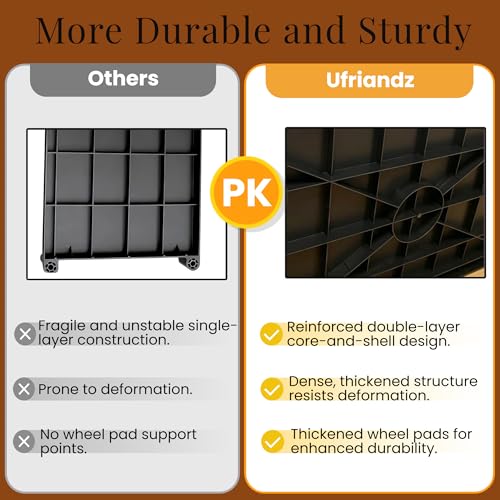 Image of 3 Tier Heavy Duty Rolling Utility Cart with Strong Wheels and Handle 500lbs Load Capacity Plastic Serving Cart for Food Commercial Garage Restaurant Kitchen, Black Storage Shelf