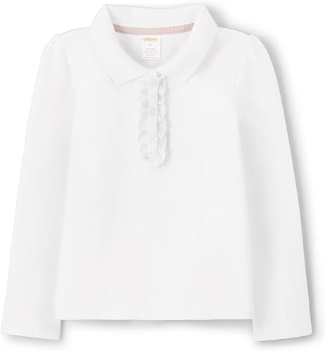 Gymboree Polo de manga larga con volantes para niñas y niños pequeños