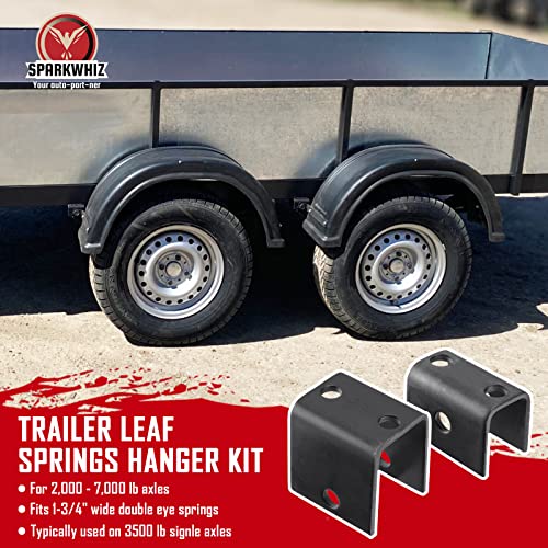 Sparkwhiz Trailer Leaf Springs Hanger Kit For Double Eye Springs Single Axle Suspension (2,000-7,000 Lb Axles) #TOP1