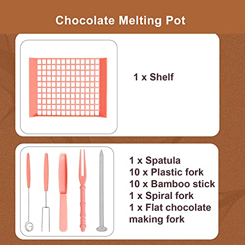 Chocolate Melting Pot Electric Fondue Melter Machine Set With Mold Diy Pink Stainless Steel Plastic Home Candy Chocolate Making Melting Pot Kitchen Tool Double-Pot #TOP2