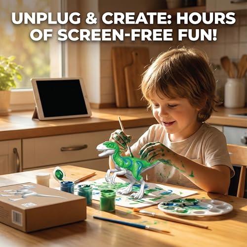 Image of Unscroo DIY 3D Model Painting Kits - Dinosaurs, Ice Age Animals & Unicorns - 3D Printed Art & Craft Hobby Gift for Kids, Teens & Adults - Return Gift Sets (Velociraptor Single)