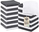 Utopia Towels 24 Pack Cotton Washcloths Set, 100% Ring Spun Cotton, Premium Quality Flannel Face Cloths, Highly Absorbent and Soft Feel Fingertip Towels, Grey, White