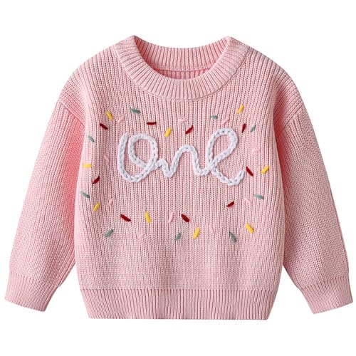 Girl's Crewneck Pullover Knitted Sweaters Fall Winter Clothes Long Sleeve Cute Preppy Embroidery Party Tops 1-8Y