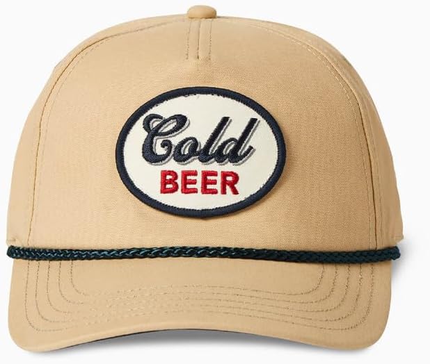 Toes on the Nose Cold Beer Adjustable Snapback Hat, Khaki
