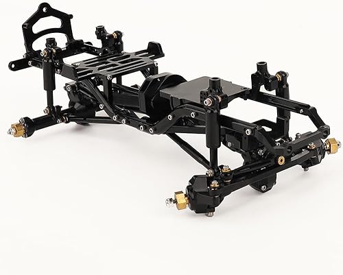 Miniatura 7 de Kit de chasis de marco montado de aluminio para SCX24 AXI0006 Ford Bronco 124 RC Crawler piezas de actualización de metal completo (negro)
