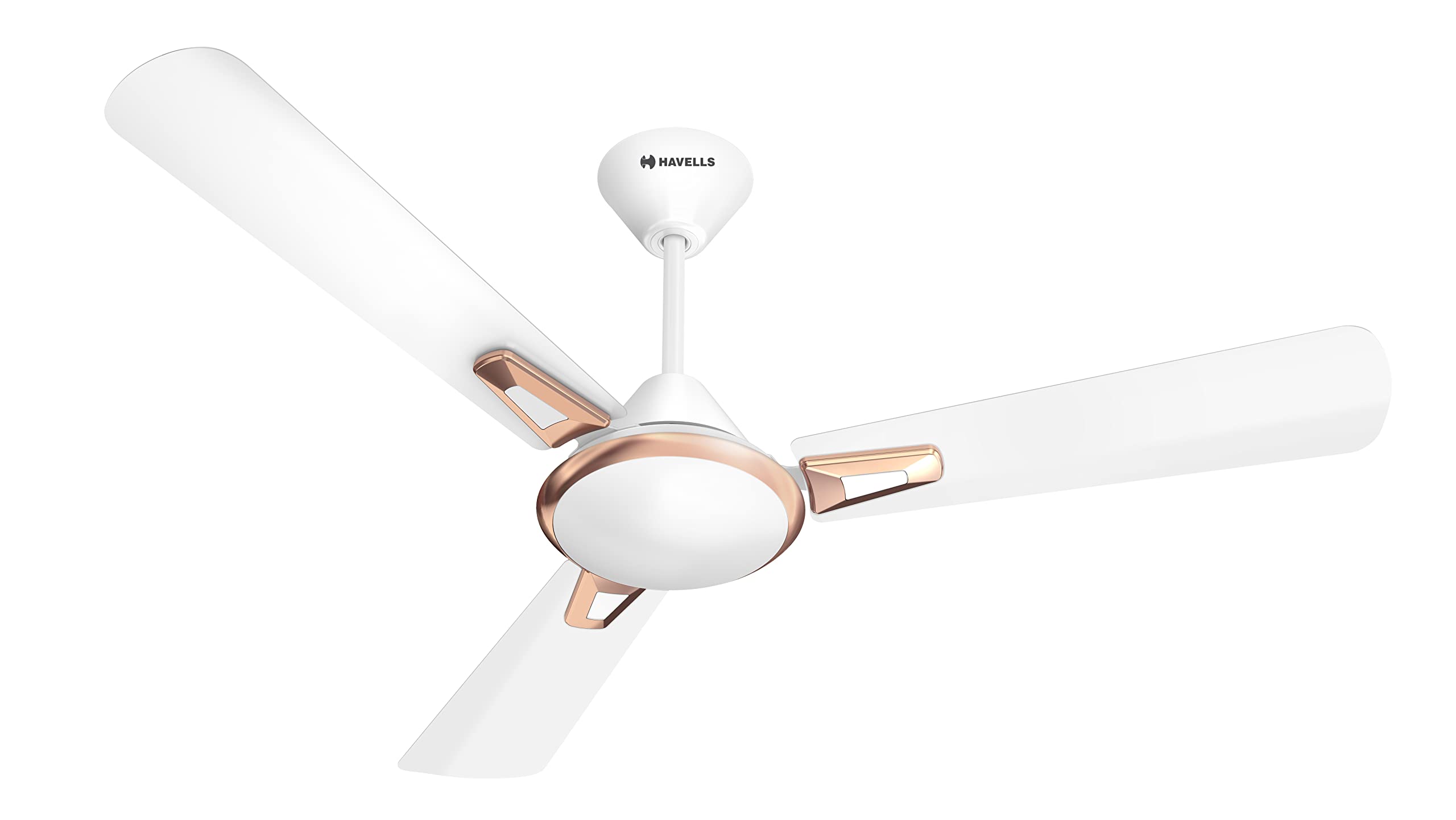 Havells Festiva Prime ES 1200mm Decorative Ceiling Fan with 100% Pure Copper|Watt: 55|Air Flow: 225 cmm|Speed: 390 RPM|65 dB|(Pearl White LT Copper)