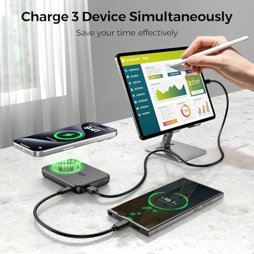 EISSIX For Magsafe Power Bank, 12000mAh Portable Charger, 22.5W Fast Charging Battery Pack with USB-C Input & Output, Magnetic Power Bank with LED Display for iPhone 17/16/15/14/13/12 Series - Image 4