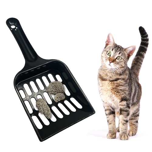 SunGrow Cat Pellet Scoop, Black Sifter and Poop Lifter, Pet Litter Box Maintenance, Plastic Shovel...