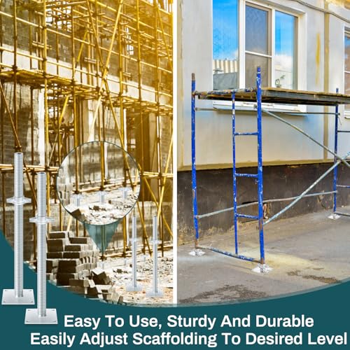 Image of Zonon 4 Pack 24inch Adjustable Leveling Jacks Scaffolding Hollow Screw Jacks with Base Plate for Baker Style Scaffolding Baker Scaffold