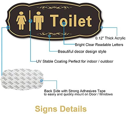 Toilet Sign, Restroom Washroom Sign, for Home Business Office Door Wall, 22 x 9 x 0.3 cm Acrylic with Strong Self-Adhesive Tape for Easy Installation, 1 Pack