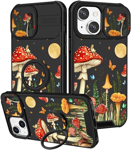 Image of Funermei for iPhone 13 /for iPhone 14 Case - Women Girls Cute Phone Cover Girly Pretty Aesthetic Mushroom Plant Unique Design with Camera Cover Funda for Apple for iPhone 13 /for iPhone 14