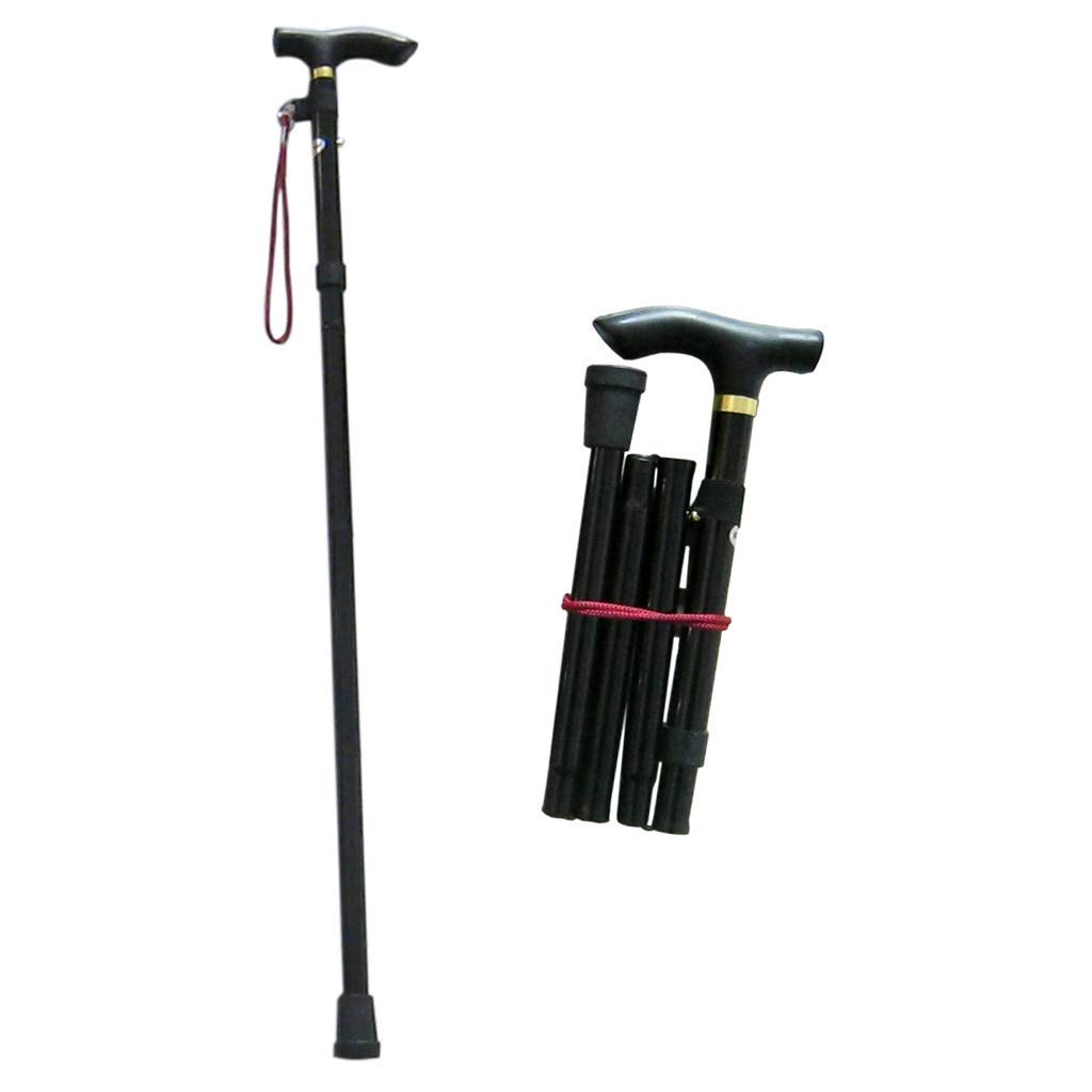 Bastón de Viaje Plegable Ajustable para montañismo y muletas, bastón para Hombres y Mujeres, bastón portátil para Caminar, Andador equilibrado, Mango en T, Elegante y cómodo, de Moda Chaser of Light