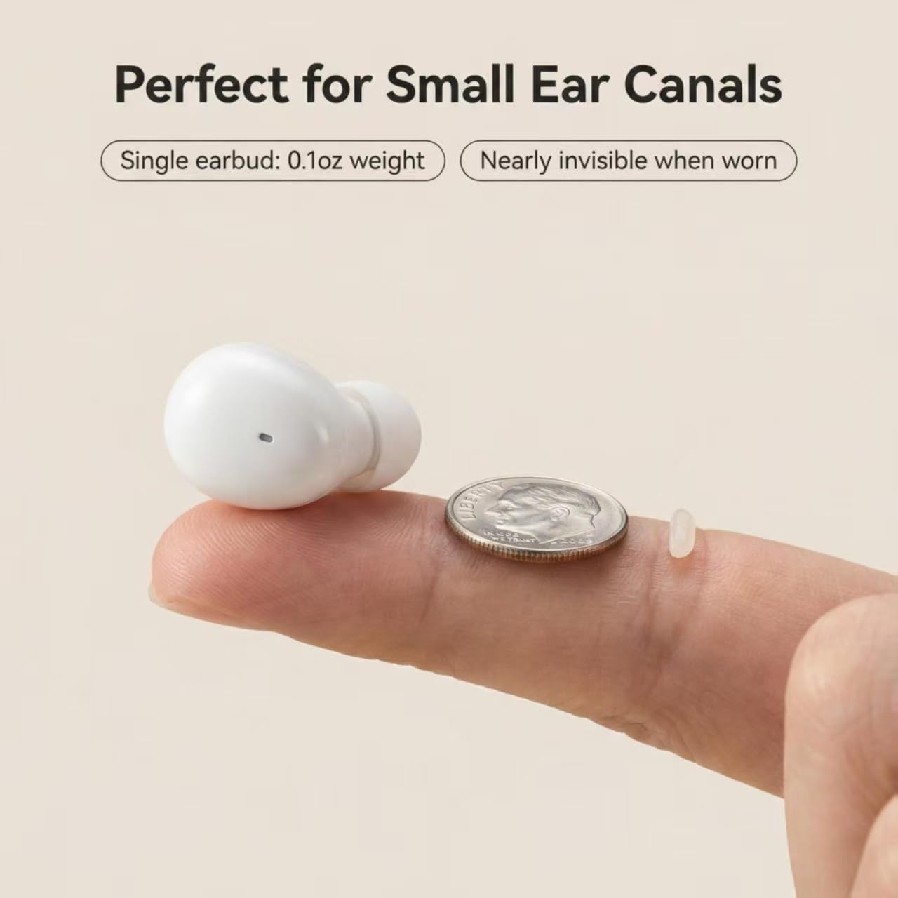 Ultra small mini earphones ，Mini Invisible Wireless Earbuds for Small Ear Canals, Low Profile Hidden Sleep Earbuds, IPX5 Waterproof Bluetooth Headphones for Work, Side Sleep & Daily Use (white) image 2