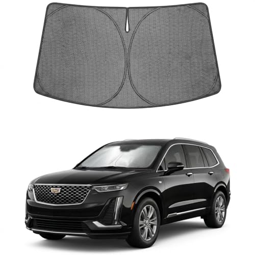 Image of Proadsy Windshield Sun Shade Custom Fit Cadillac XT6 2020-2026 Ice Crystal Black Front Window Sunshade UV and Heat Blocker Foldable Visor Keeps Car Cooler for Summer Parking and Daily Use