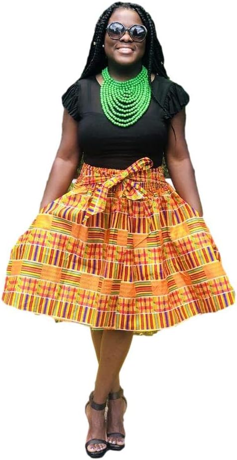 ShopHaven Kente African Print Skirt, Women's One Size Fits All, Green, Red, Orange, Kente Print, Ankara, Women's Fashion, Clothing, Skirt - Image 2