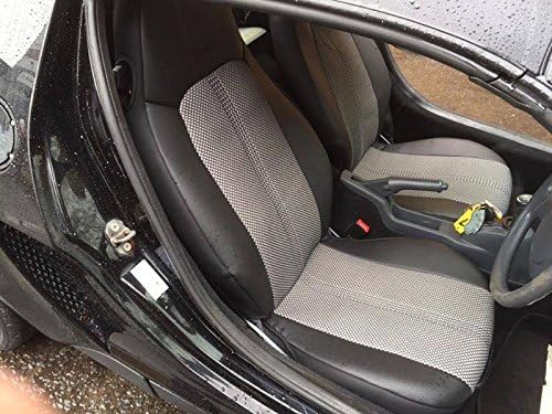 Mix LEATHERETTE & SYNTHETIC TWO CAR SEAT COVERS (BLACK & BLACK GRAY)