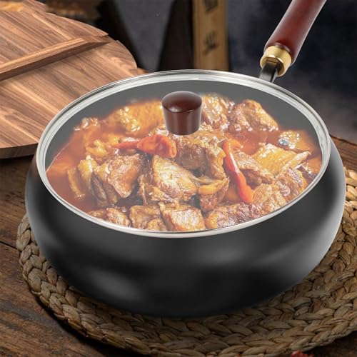 Wok Antiadherente 28cm Tapa de Cristal, Sartenes Antiadherentes con Una Espátula, Sarten Hierro Fundido Apto Para Placas de Gas, Eléctricas y de Inducción, Sin Recubrimientos Químicos, Fácil de Limpia - imagen 3
