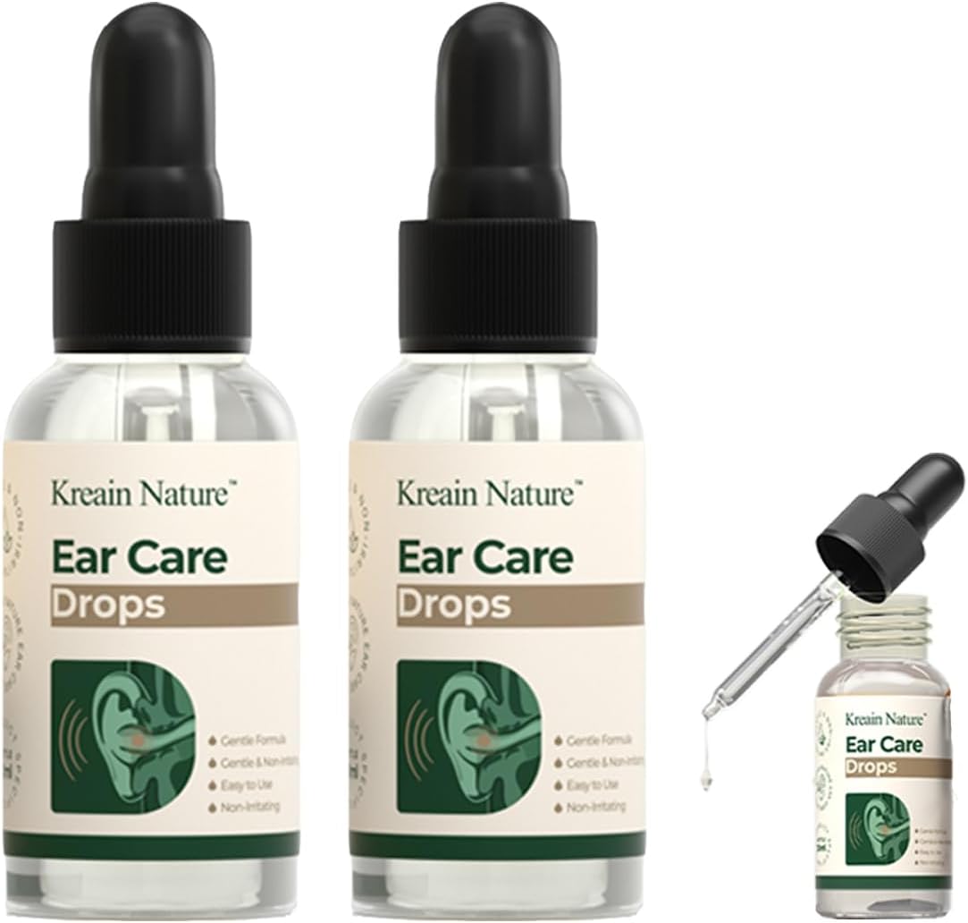 2 Pcs Advanced Ear Care Drops with Natural Botanical Extracts, Kreain Nature Gentle Daily Ear Drops for Earwax Softening, Itch Relief & Optimal Ear Hygiene | Non-Irritating & Moisturizing