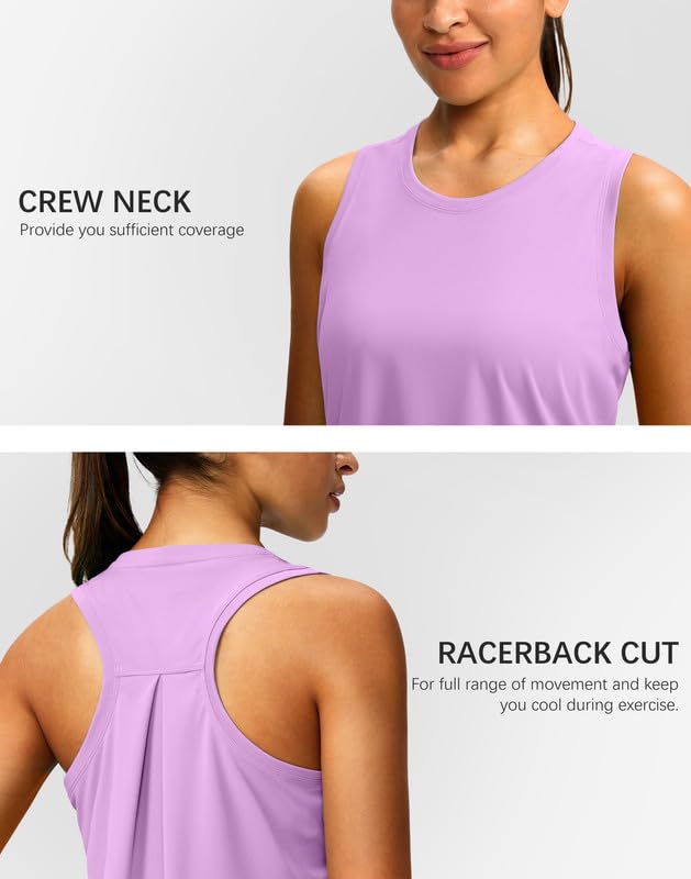 Image of Women's Workout Tops Racerback Athletic Tank Tops Sleeveless Loose Fit Yoga Running Gym Shirts for Women