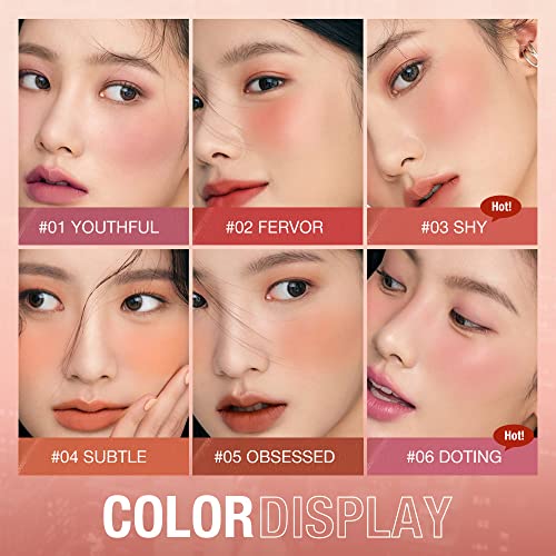 6Colors Lipstick Blush Stick 3-in-1 Eyes Cheek and Lip Tint Buildable Waterproof Lightweight Blush Stick Cream Blusher Makeup for Women(#02) - Image 7
