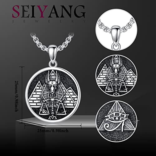 Seiyang 925 Sterling Silver Mythology | Paganism | Egyptian Necklace Jewelry Gift for Men Women with 2mm 22+2 IN Rolo Chain (with Gift Box)2