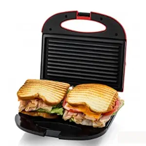 Techking 2 Slice Sandwich Maker - Cooks Delicious Crispy Sandwiches - Cool Touch Handle, Automatic Temperature Control and Non-Stick Plate - Breakfast Sandwiches & Cheese Snack