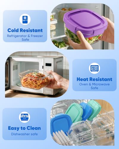 Image of Canfanni Glass Salad Container, 56oz Bowl with Airtight Lids, Tray, Fork