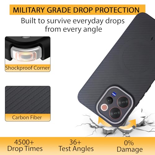 Image of LIRAMARK Rugged Carbon Fibre TPU Armor Silicone Back Cover Case for Vivo V70 / V70 Elite 5G