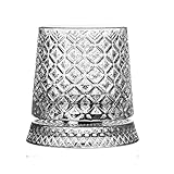 xyensy Vasos de agua giratorios con posavasos, vasos de whisky con posavasos, elegantes vasos estilo bar para bares, fiestas familiares, fiestas de cumpleaños