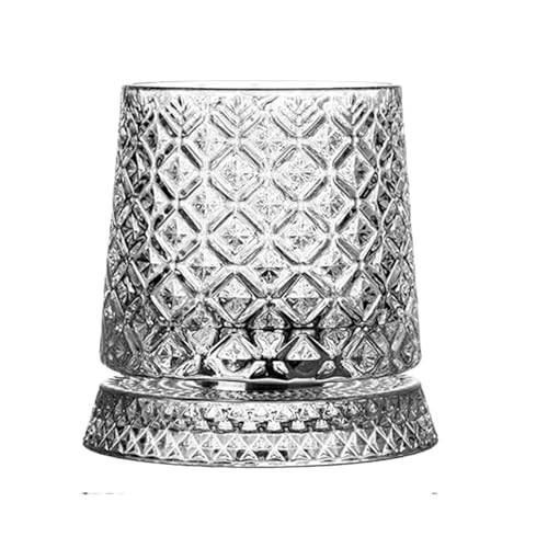 WJnflQN Vaso de whisky de giratorio de 360° con base gruesa, 10 x 8,8 cm, vaso para ron, cóctel, café, leche, regalo del día del padre