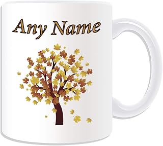 Unigif - Taza personalizable, diseño de árbol de arce, color blanco