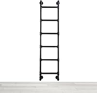 RAUMPA 7ft Wall Mounted Heavy Duty Iron Ladder for Attic Loft Bunk Bed, Window Escape - Industrial Pipe Design, 330lbs Capacity