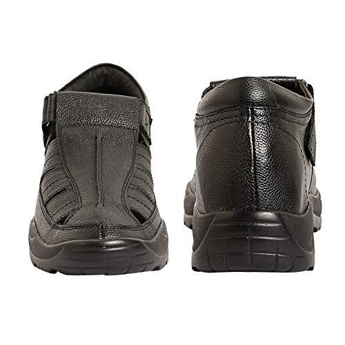 Image of Brown Leather Closed Toe Sandals with a Hidden Heel