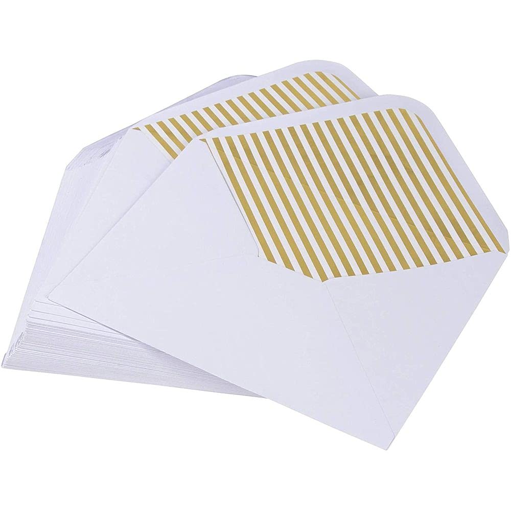 Invitation Envelopes A7 Luxury Envelopes 50-Pack - Gold Foil Lined 5x7 ...