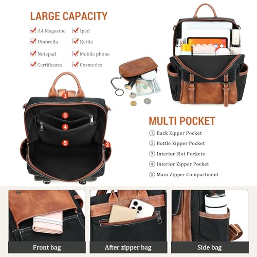Image of AGLOD Backpack Purse for Women PU Leather Back Packs Designer Ladies Shoulder Bag Fashion Faux Work Travel Handbags