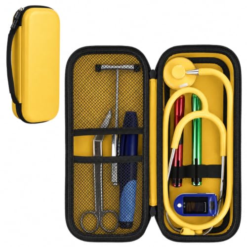 Image of Stethoscope Case for 3M Littmann Classic III Monitoring /Lightweight II S.E /Cardiology IV Diagnostic /for MDF Acoustica Stethoscopes, Holder for Nurse Doctor Essentials & Medical Accessories, Yellow