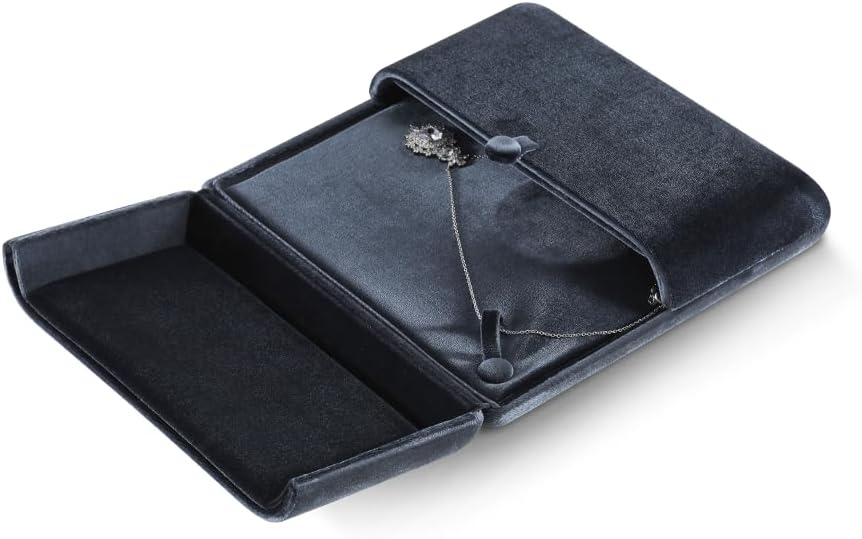 Wedding Ring Box Earring Necklace Bracelet Storage Box Proposal Engagement Gift Box Jewelry Organizer Display Box (gray, Medium Necklace Box)