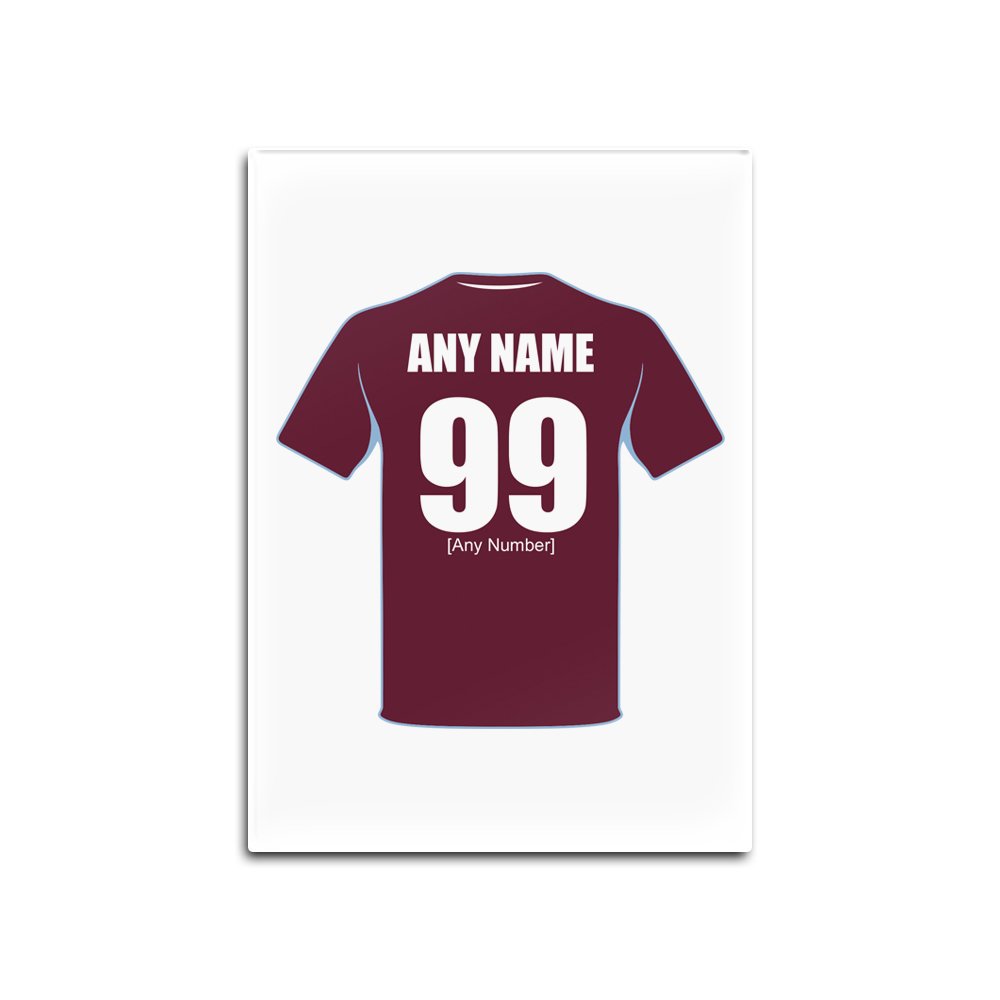 Personalised Gift - West Ham Glass Fridge Magnet (Football Club Design Theme, Colour Options) - Any Name/Message on Your Unique - The WestHam Irons Hammers Academy of Football — image 1