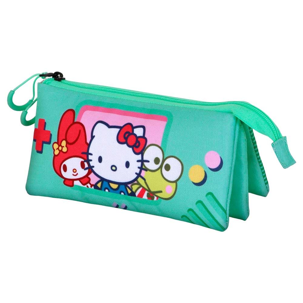 Hello Kitty Videogame-Triple Pencil Case, Turquoise, 23 x 11 cm