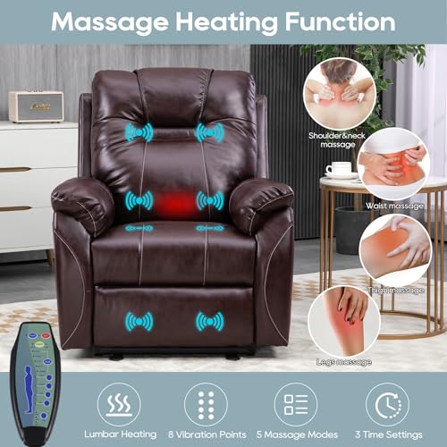 Sillón reclinable eléctrico Marrón con masaje miniatura 4