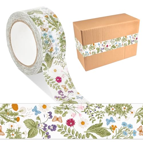 JarThenaAMCS 109 Yard Spring Packing Tape Vintage Wildflower Floral Decorative Sticky Wrapping Tape for DIY Crafts Small Business Sealing Boxes Mail Boxes