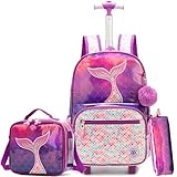 HTgroce Cartable a Roulette Fille cm1 Sac Dos Roulettes Pour Filles Cartable Primaire Rentree Scolaire