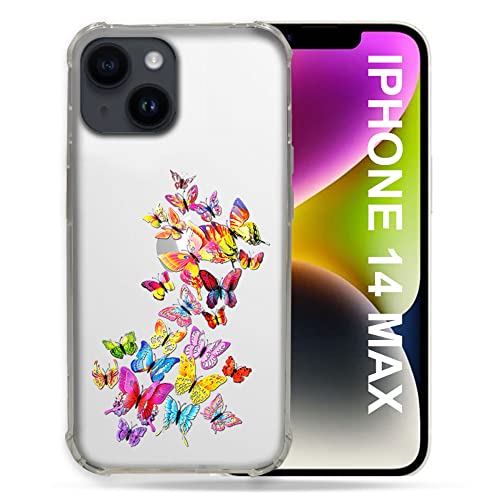 Coque Transparente pour Iphone 14 Plus Cokitec en Silicone Motif Papillon Multicolore