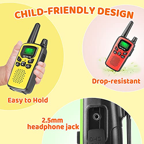 Retevis Ra36 Walkie Talkies For Kids,22 Ch Kids Walkie Talkies 3 Pack For 8+ Year Boys Girls,Vox Flashlight,Colorful Toy Walky Talky, Camping,Hiking #TOP2