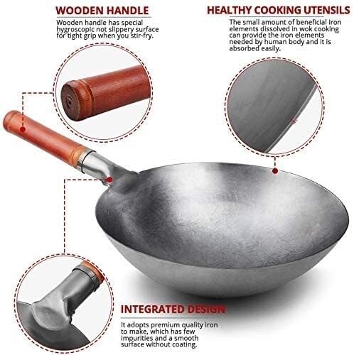 Wok tradicional de hierro fundido hecho a mano miniatura 3