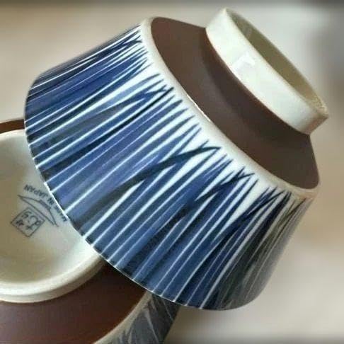 美濃焼和モダン 藍色 十草模様のラーメン丼ぶり お洒落な丼 2個セット