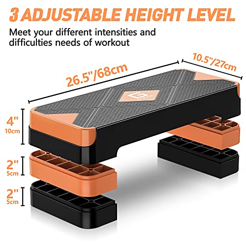 GYMMAGE Aerobic Exercise Step, Adjustable Aerobic Stepper for Exercise, Workout Step Platform for Step Up, 26.5